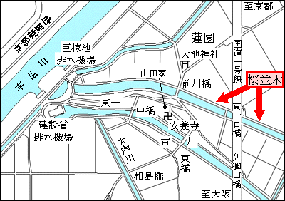 前川堤の桜並木地図