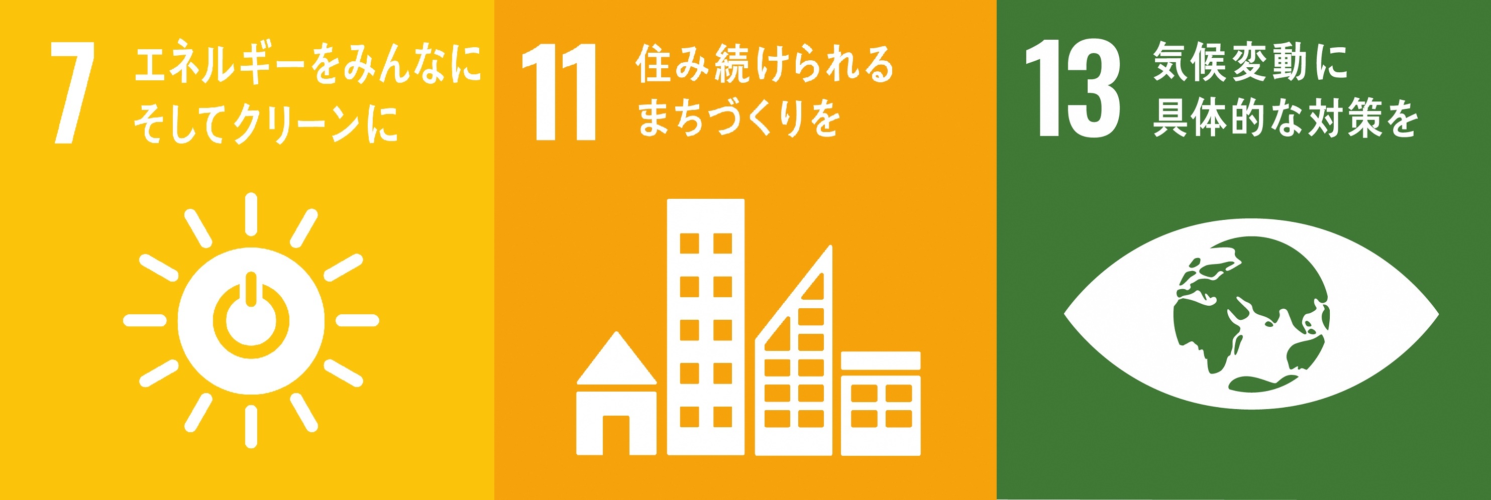 SDGsアイコン7、11、13
