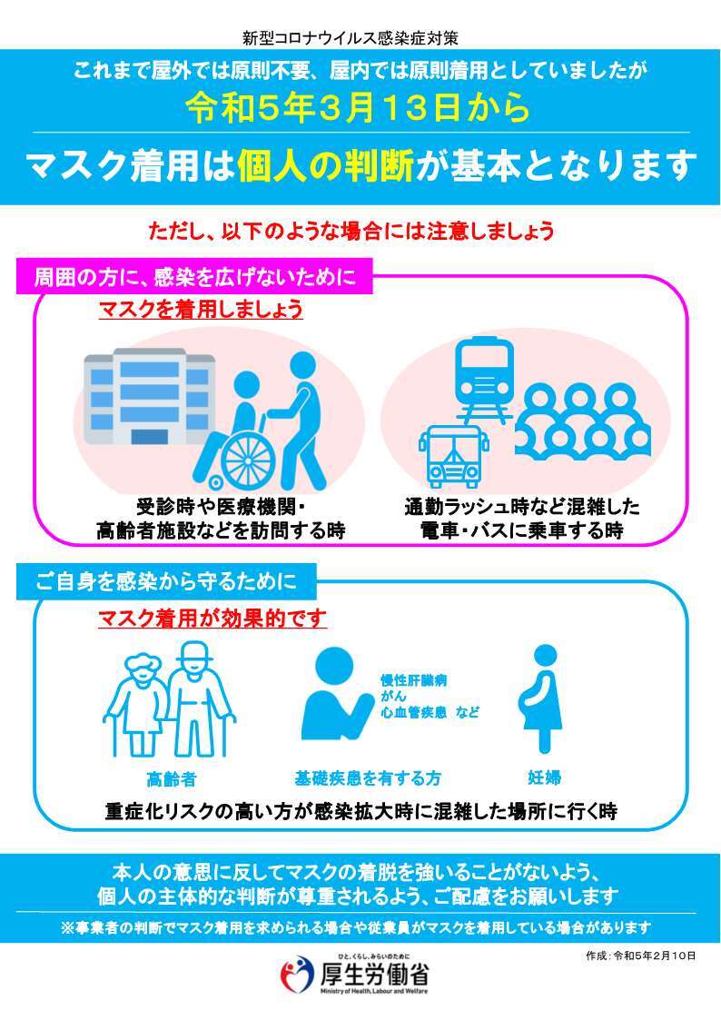 厚生労働省から示されたマスク着用の考え方